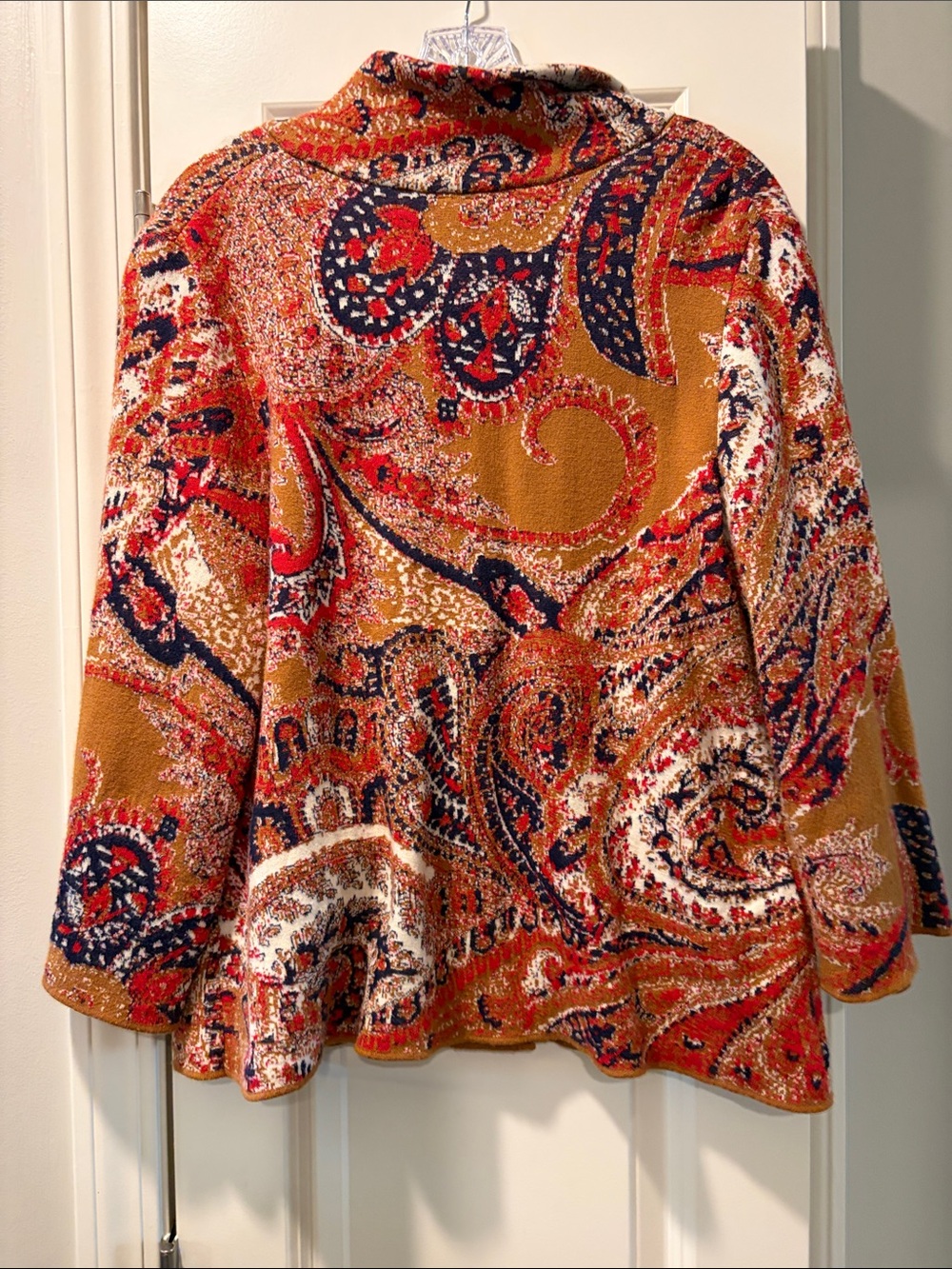 Anthropologie Moth Mustard Navy Red Paisley Cardigan - Picture 3 of 3